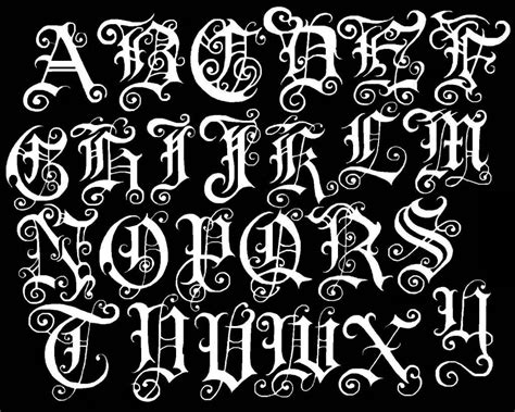 Old English Letter Alphabet Chart Font Numbers Copy And Paste Tattoo
