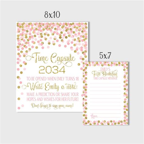 Time Capsule Printable Pink And Gold Time Capsule Sign And Etsy