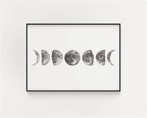 Moon Phases Art Printable Watercolor Moon Phases Painting Etsy