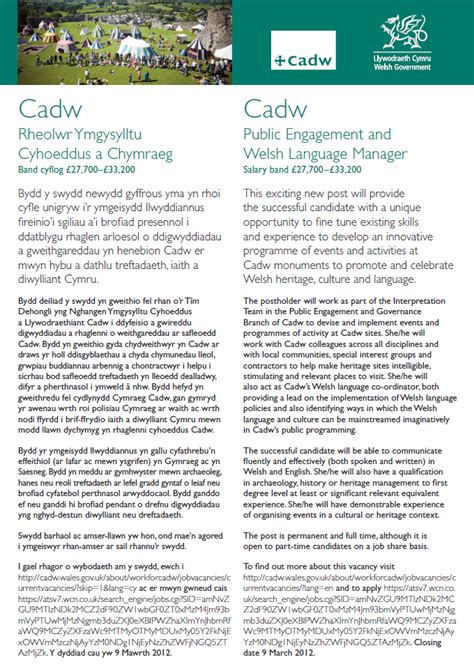 We did not find results for: Job Vacancy - Cadw: Public Engagement and Welsh Language ...