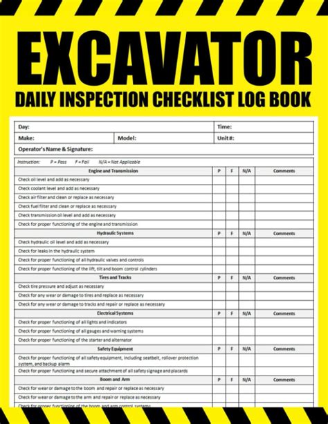 Excavator Daily Inspection Checklist Excavator Pre Use Inspection