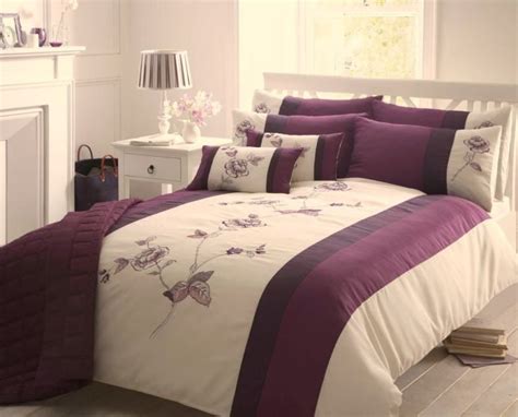 12 best double beds for a great night's sleep. Purple & Cream Double Duvet Cover - Floral Bed Set ...
