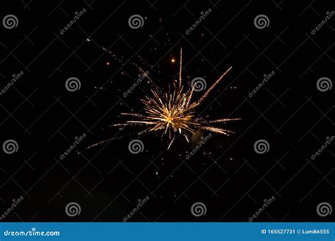 Beautiful Single Firework Isolated On Black Background Stock Image