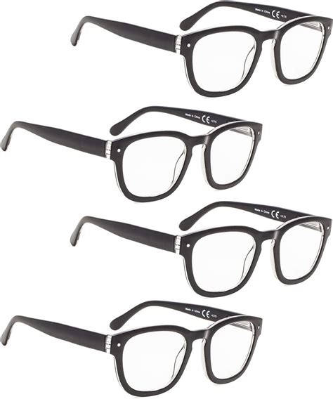 Lur Reading Glasses 4 Pack Professor Vintage Style Readers Black 2 00 Health