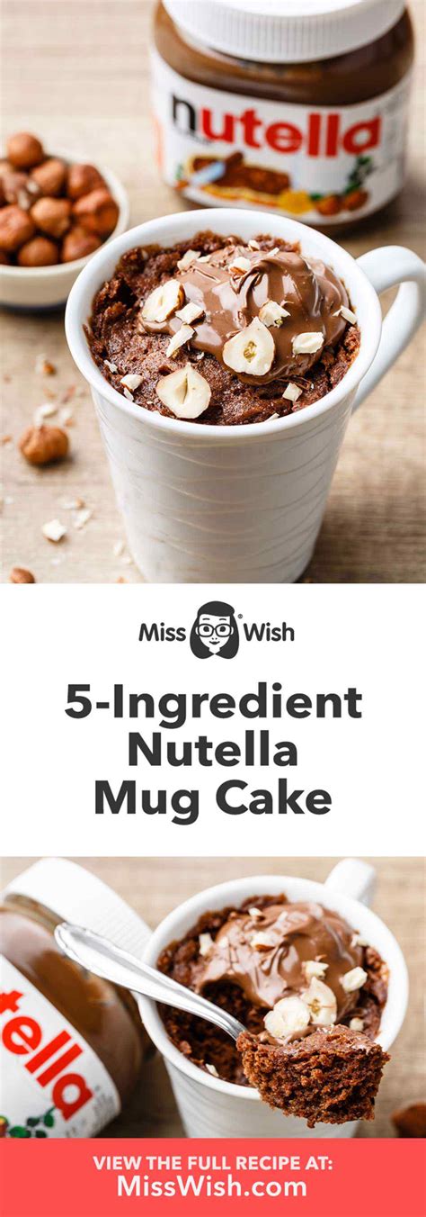The cake is fluffy and delicious, filled with chocolate chips! 5-Ingredient Nutella Mug Cake | Recipe | Nutella mug cake ...