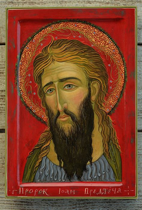 Saint John The Baptist Hand Painted Egg Tempera With Gilding Ukrainian