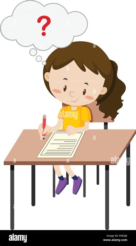 A Girl Taking The Exam Illustration Stock Vector Image And Art Alamy