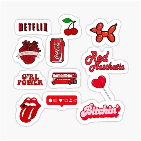 Red Aesthetic Sticker For Sale By Brgrhnna Redbubble