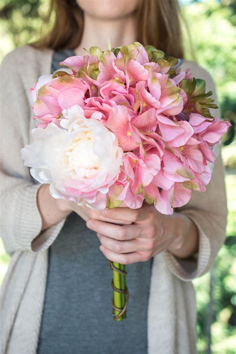 Hydrangea And Peony Bouquet Pink White And Green Peony Bouquet