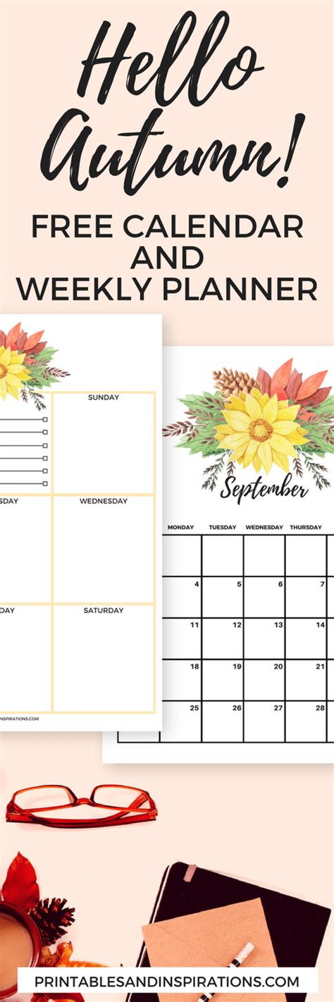 Free Printable Autumn Calendar And Weekly Planner Printables And