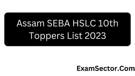 Assam Seba Hslc Th Toppers List