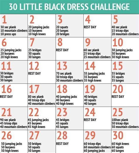 30 Day Little Black Dress Workout Challenge 30 Day Workout Challenge