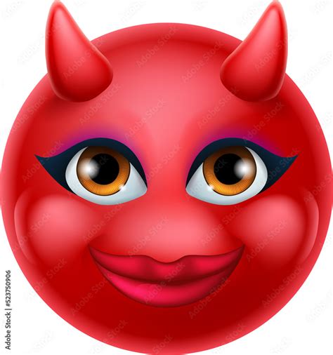 A Red Devil Or Satan Emoji Emoticon Female Woman Face Cartoon Icon