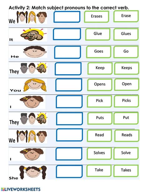 Subject Verb Agreement Activities Pronoun Activities Pronoun