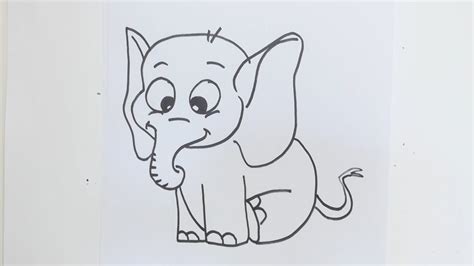 How To Draw Simple Cartoon Elephant Youtube