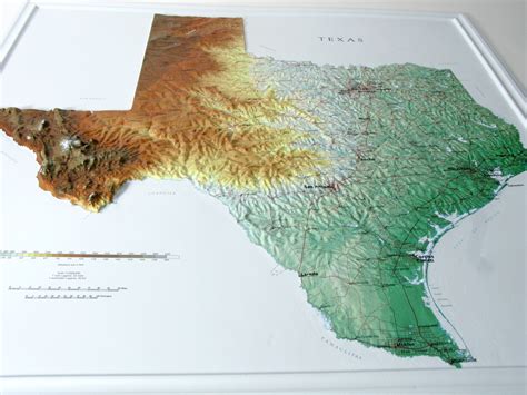 Texas Raised Relief 3d Map