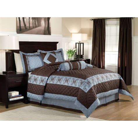 The product is machine washable and remains intact even. comforter sets blue and brown queen size | Lofton Blue ...