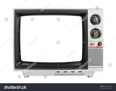 Grungy Vintage Portable Television Isolated Clipping Stock Photo