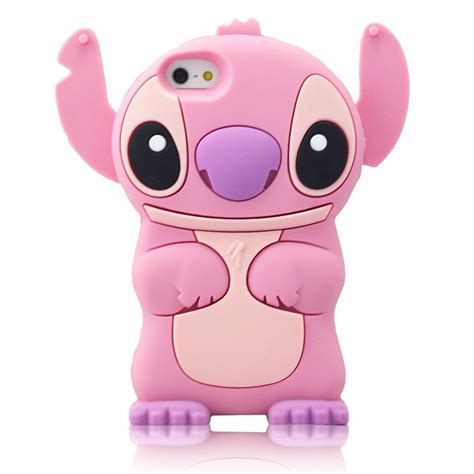 Hot 3d Cute Pink Stitch Movable Ear Flip Cartoon Silicone Cover Case