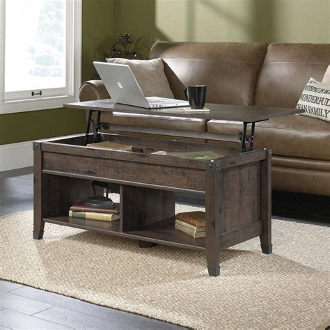 Sauder Carson Forge Lift Top Coffee Table In Coffee Oak Nebraska
