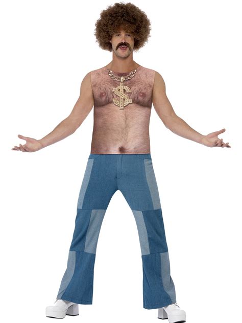 Mens Costume Realistic 70s Hairy Chest Party Savers