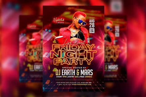 Glitter Friday Night Music Party Flyer Template Free Resource Boy