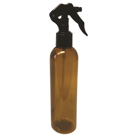 8 Oz Amber Bullet Spray Bottle With Black Micro Sprayer Us Plastic