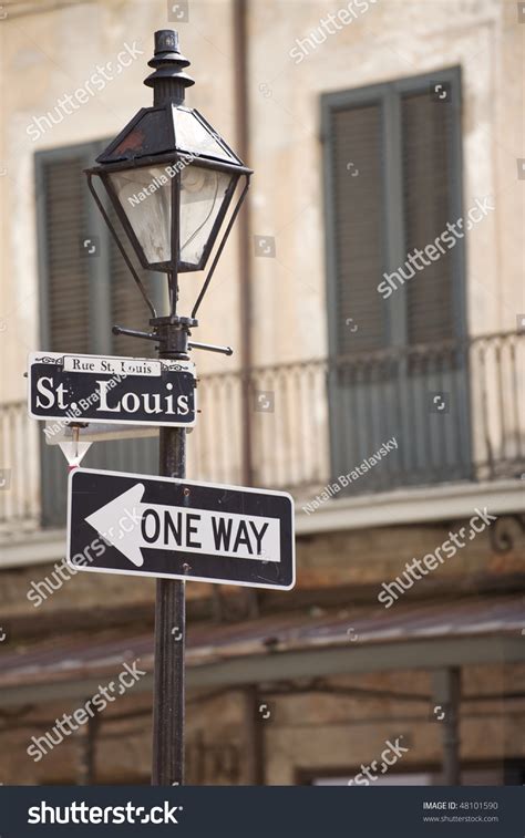 Street Lamp With Rue St Louis Sign In The French Quarter New Orleans