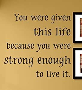 Life is a journey, not a destination. You were given this life because you were strong enough to live it. Vinyl Wall Decals Quotes ...