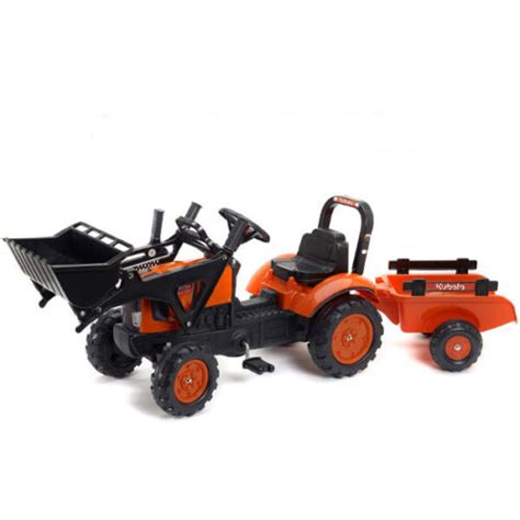 Kubota Branded Orange M717 Kids Ride On Pedal Tractor W Loader
