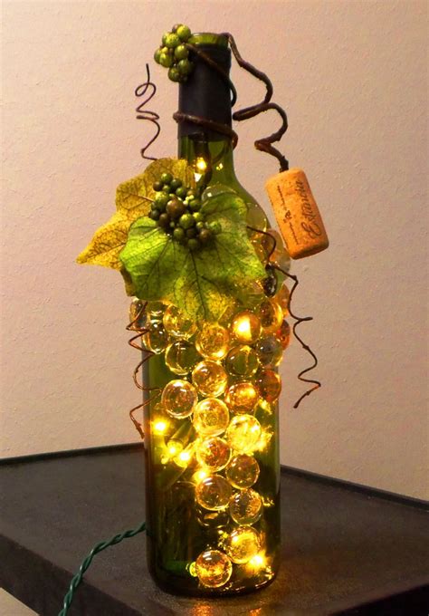 The magic of the internet. Decorative Embellished Green Wine Bottle Light with Glass ...