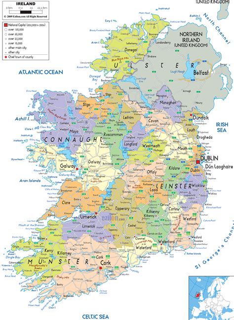Large Detailed Political And Administrative Map Of Ireland With All