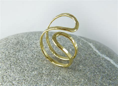 Infinity Gold Ring Gold Abstract Ring Statement Ring Hammered Etsy