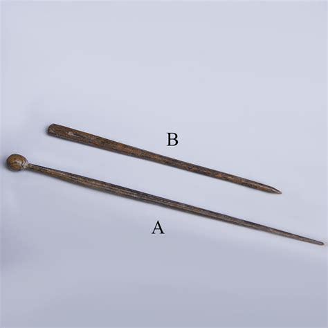 Selection Of Ancient Roman Carved Bone Hair Pin And Wool Needle