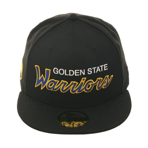 Exclusive New Era 59fifty Golden State Warriors Script Hat Black