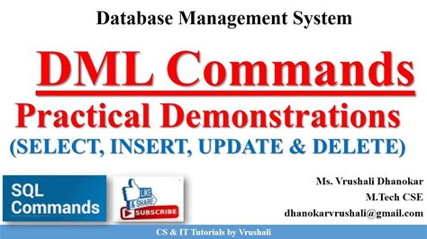 Dbms 12 Dml Commands With Practical Demo Dbms Sql Tutorial For