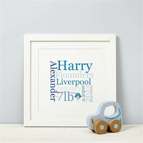 Personalised New Baby Typographic Print New Baby Products