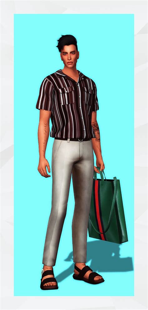 Sims 4 Cc Custom Content Male Clothing Short Sleeve Pocket Shirt Gorilla X3 Sims 4