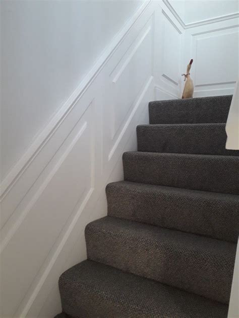 Our dark grey twist stair runner with a whipped edge, a simple and solid design to add a breath of timeless style to your stairs. Two shades of grey, pale grey walls teamed with white wood and darker carpet. | Dark carpet ...