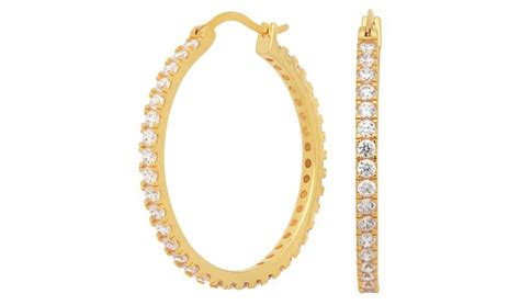 Buy Revere 9ct Gold Plated Cubic Zirconia Hoop Earrings Womens