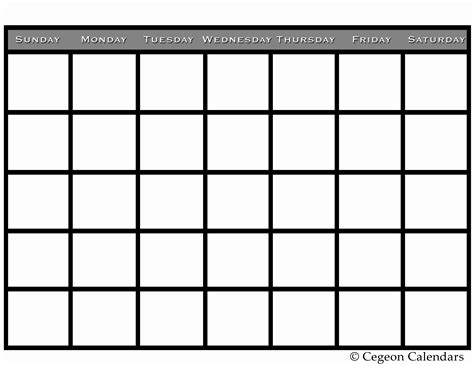 50 Printable Blank Monthly Calendar Template Ufreeonline Template