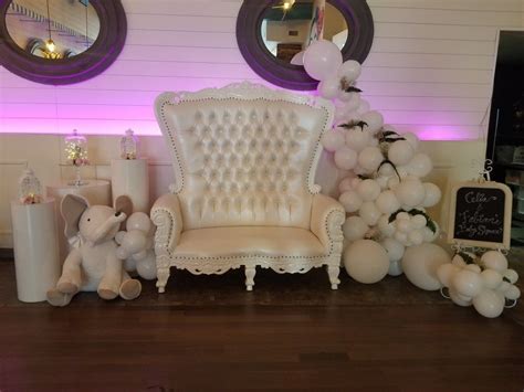 Our most popular rentals are our tables and chairs. Couples bench rental @ simplycreative2.com | Baby shower ...
