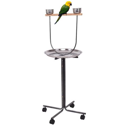 51 Bird Parrot Play Stand Perch With Pan Feeding Cups Parrot Play