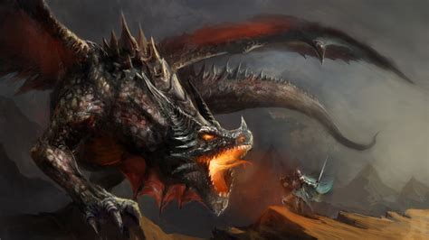 Fantasy Dragon Is Breathing Fire On Solider Hd Dreamy Wallpapers Hd