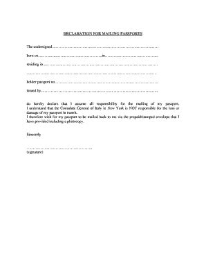 Declaration For Mailing Passports Fill And Sign Printable Template Online