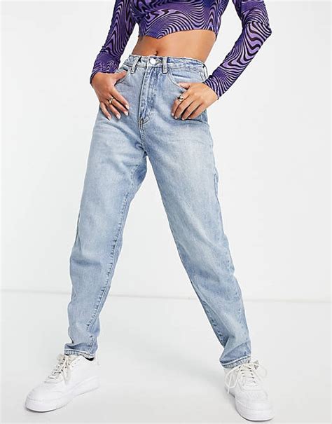 Missguided Riot Mom Jeans In Stonewash Blau Asos
