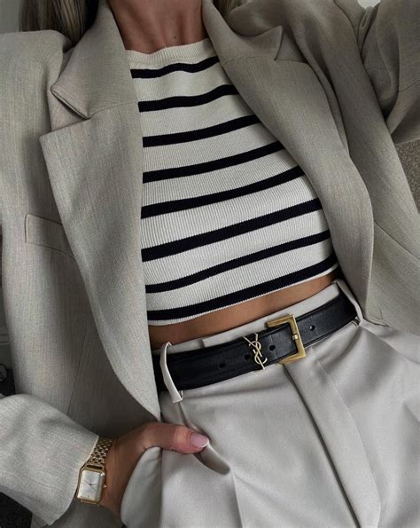 Blazer Outfits Casual Nude Outfits Stripe Outfits Outfits Otoño