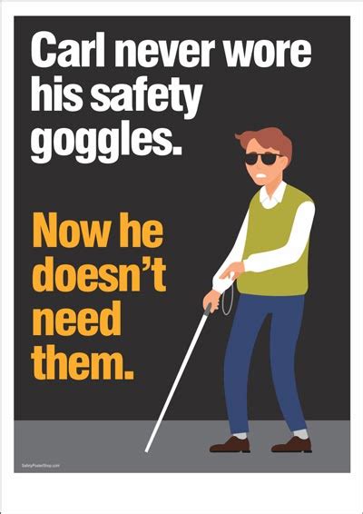 Safety Poster Carl Never Wore Safety Goggles Safety Poster Shop Funny Safety Slogans