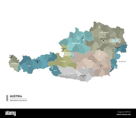 Austria Higt Detailed Map With Subdivisions Administrative Map Of