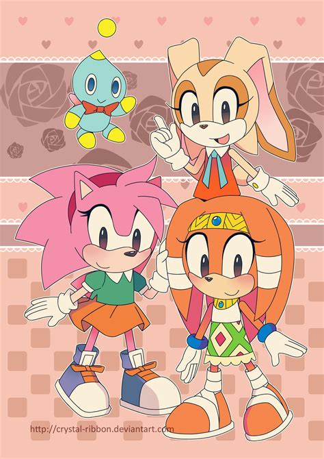 Sonic Poster Retro Rosy Cream And Tikal By Crystal Ribbon On Deviantart